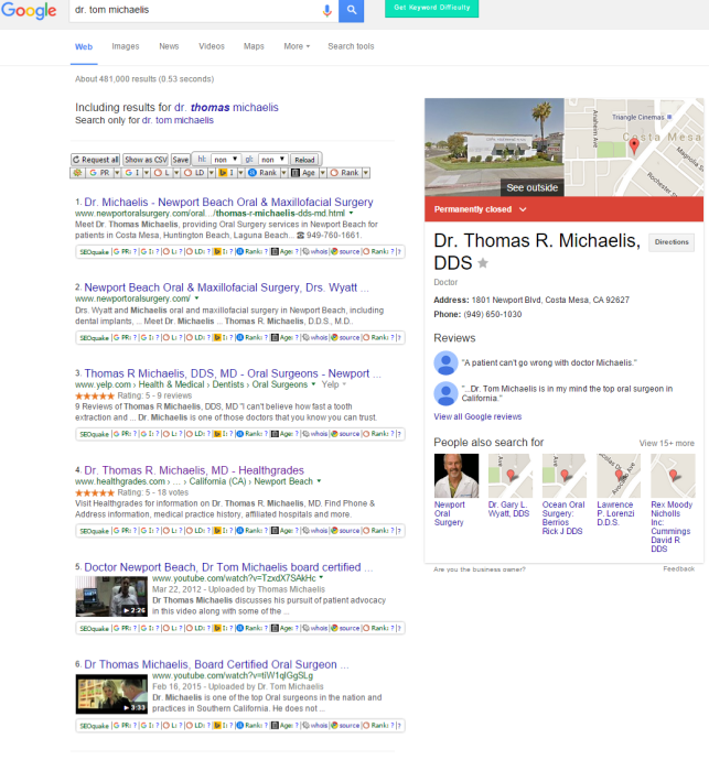 Dr Tom Michaelis Google Search